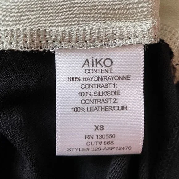 AIKO Black & White Top/Black leather back panel/Size XS - Picture 5 of 6